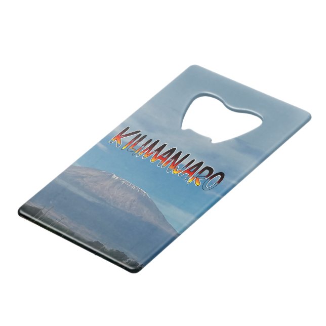 Cool Popular Walkable Climbable Mount Kilimanjaro  Credit Card Bottle Opener (Back Angled)
