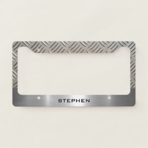 Cool Premium Diamond Cut Metallic Plate Pattern License Plate Frame