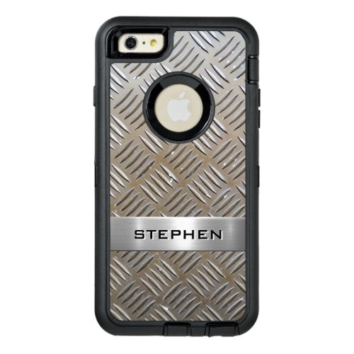 Cool Premium Diamond Cut Metallic Plate Pattern OtterBox Defender iPhone Case