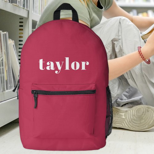 Cool Preppy Pink Modern Minimalist Trendy Custom Printed Backpack