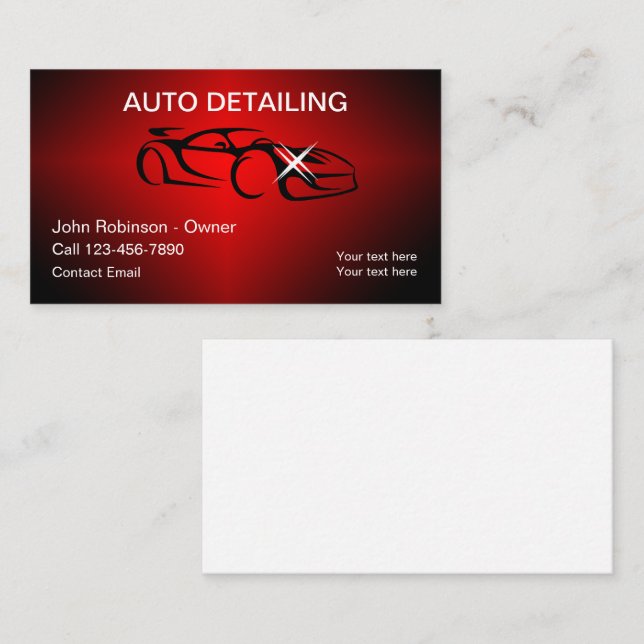 Cool Professional Auto Detailing Business Cards (Front/Back)