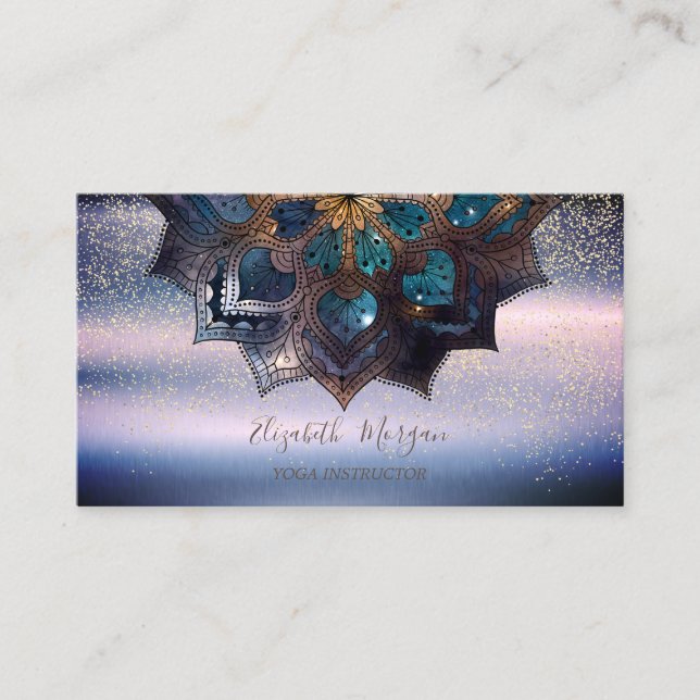 Cool Professional Elegant Mandala,Confetti Yoga  Business Card (Front)