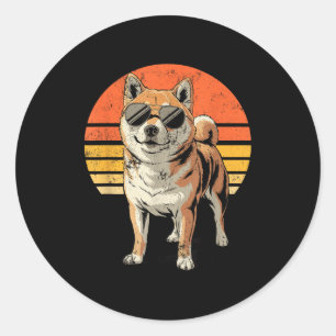 Cool Proud Shiba Inu Men Women Vintage Dog Owners Classic Round Sticker