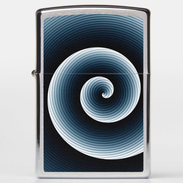COOL Prussian Blue Spiral Pattern Zippo Lighter (Front)