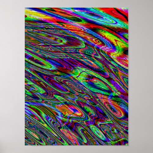 Cool Psychedelic Hippie Acid Trip Tie Dye Marbling Poster