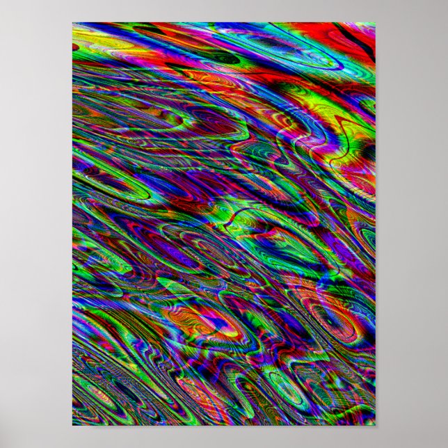 Cool Psychedelic Hippie Acid Trip Tie Dye Marbling Poster (Front)