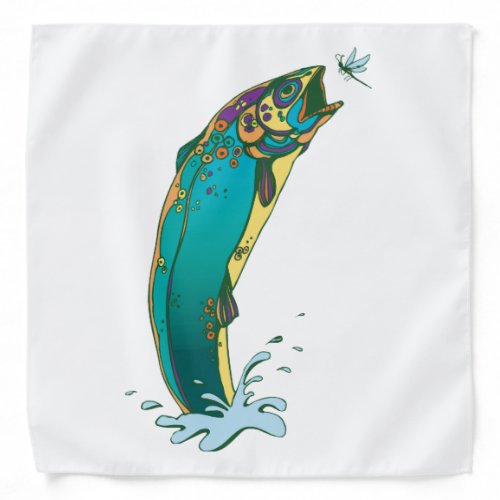 Cool Psychedelic Jumping Trout Bandana