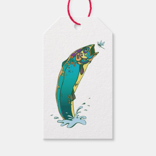 Cool Psychedelic Jumping Trout Gift Tags