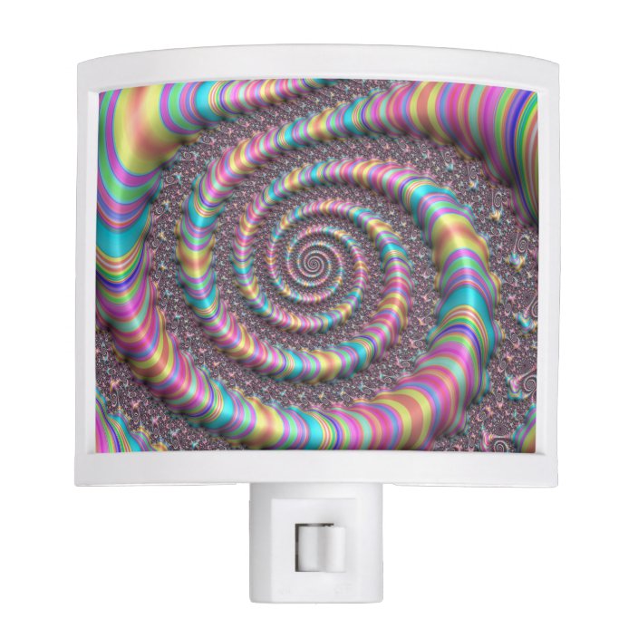 Cool Psychedelic Rainbow Unicorn Nautilus Fractal Night Light