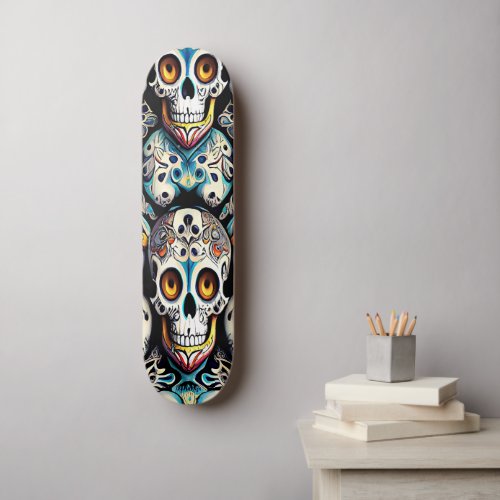 Cool Psychedelic Skull Skateboard