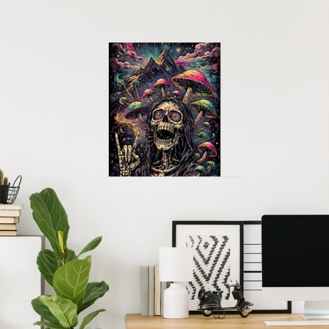 Cool Psychelelic Skeleton Black Light Look  Poster (Home Office)