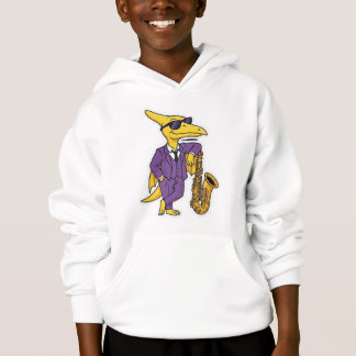 Cool Pterodactyl Jazz Saxophone Musician Suit Cart Hoodie
