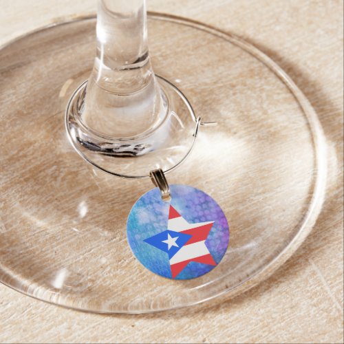 Cool Puerto Rico Flag Star Wine Glass Charm