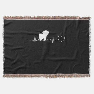Cool Pug Dog Breed Heartbeat Puppy Throw Blanket