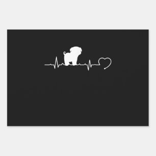 Cool Pug Dog Breed Heartbeat Puppy Wrapping Paper Sheets