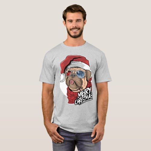 Cool Pug dog Christmas T_Shirt