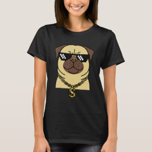 Cool pug rapper dog with blings Hip hop bling pug T-Shirt
