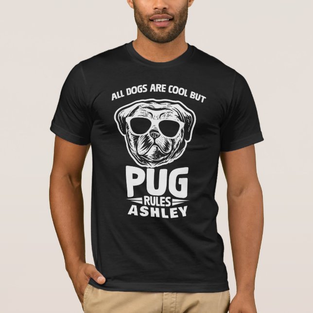 Cool Pug Rule Dog T-Shirt (Front)