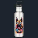 Cool pug with sunglasses summer joy cartoon stainless steel water bottle<br><div class="desc">Cool pug with sunglasses summer joy cartoon</div>