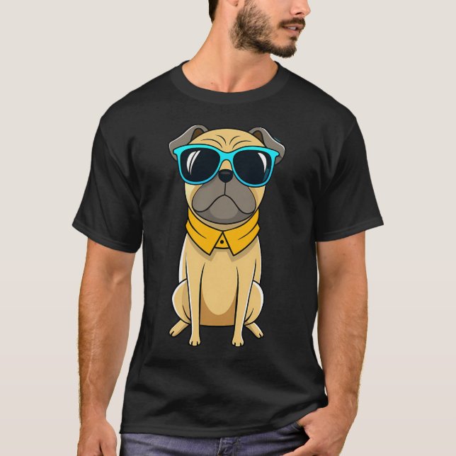Cool Pug with Sunglasses T-Shirt (Front)