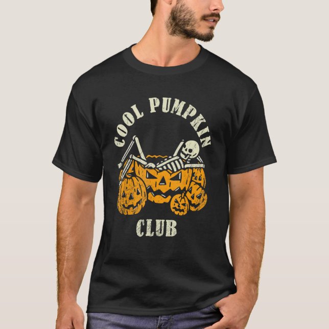 Cool Pumpkin Club  Halloween  Retro Pumpkin Face T-Shirt (Front)