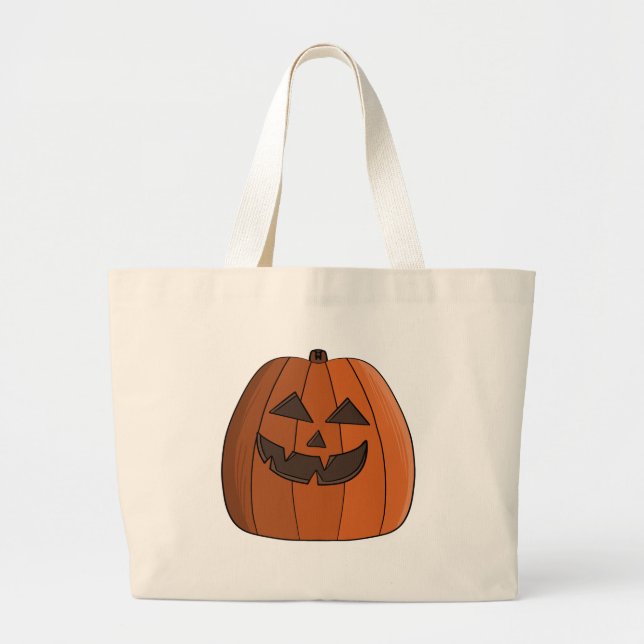 Cool Pumpkin Large Tote Bag (Front)