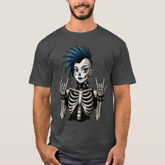 Cool Punk Girl Skeleton Punk Rock Goth Girl Girls T-Shirt