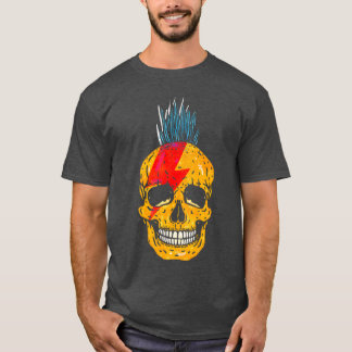 Cool Punk Rock Colorful Skull With Mohawk Skeleton T-Shirt