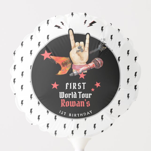 Cool Punk Rockstar First Birthday Balloon (Front)