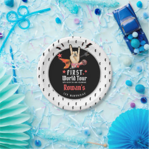Cool Punk Rockstar First Birthday Paper Plates