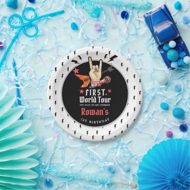 Cool Punk Rockstar First Birthday Paper Plates (Party)
