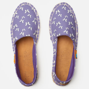 Cool Purpl & White Butterfly Doodle Insect Pattern Espadrilles