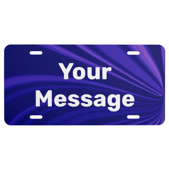 Cool Purple Abstract Design White Text Template License Plate (Front)