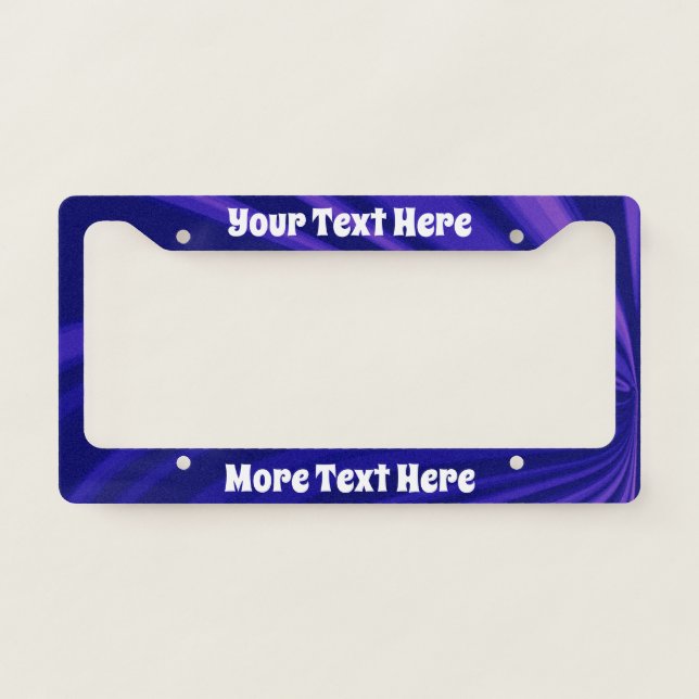 Cool Purple Abstract Fractal Design White Text License Plate Frame (Front)