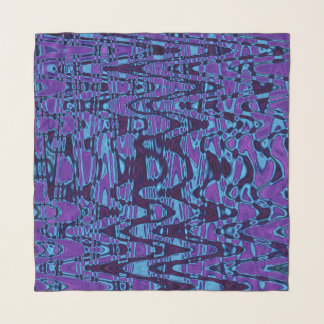 Cool Purple and Blue Abstract Tie Dye Retro Waves Scarf