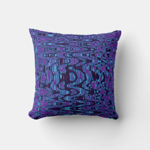 Cool Purple and Blue Abstract Tie Dye Retro Waves Throw Pillow