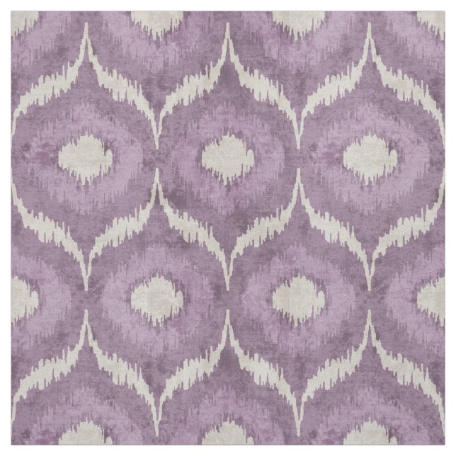 Cool purple and cream ikat tribal pattern fabric (Swatch)