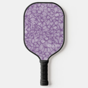 Cool Purple and White Monogram  Pickleball Paddle