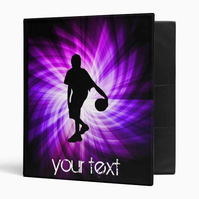 Cool Purple Basketball 3 Ring Binder (Front/Inside)