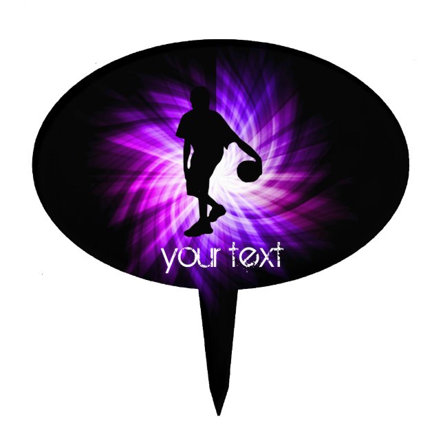 Cool Purple Basketball Cake Topper (Front)