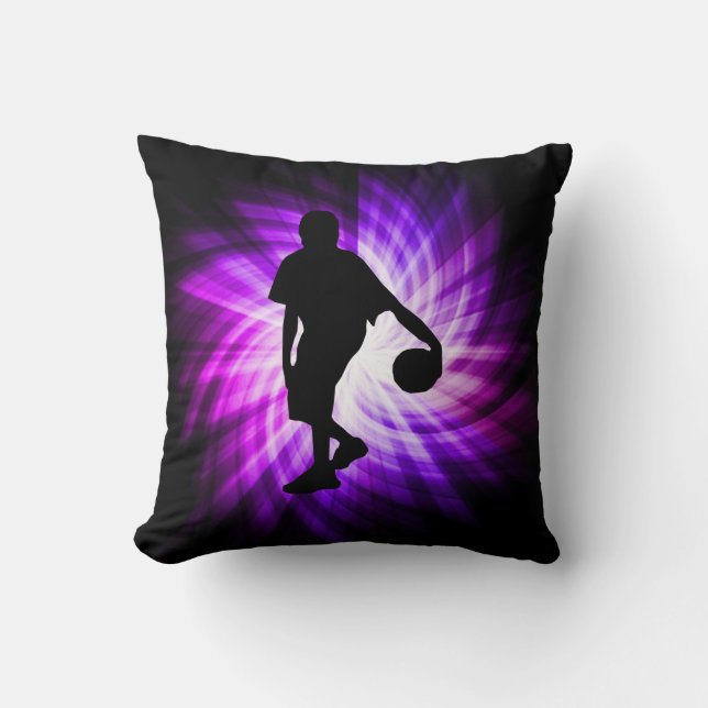 Cool Purple Basketball Throw Pillow (Front)