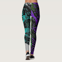 Cool Purple Black Abstract Digital Art Leggings