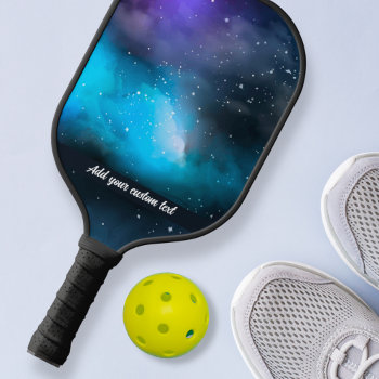 Cool Purple Blue Galaxy Night Sky Custom Text Name Pickleball Paddle by colorfulgalshop at Zazzle