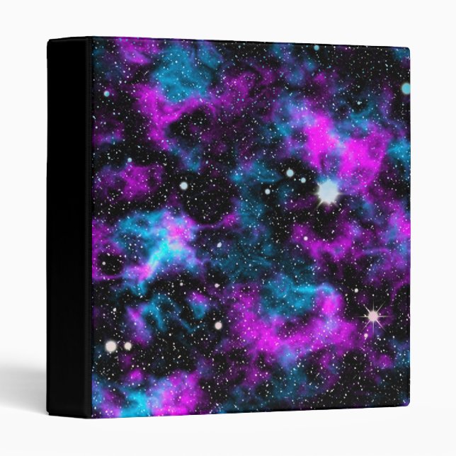 Cool Purple Blue Galaxy Space Stars 3 Ring Binder (Front/Spine)