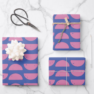 Cool Purple Blue Geometric Block Print Pattern  Wrapping Paper Sheets