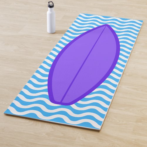 Cool Purple Blue Waves Surfing Yoga Mat