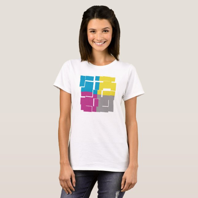 COOL Purple Blue Yellow Grey Abstract Pattern T-Shirt (Front Full)