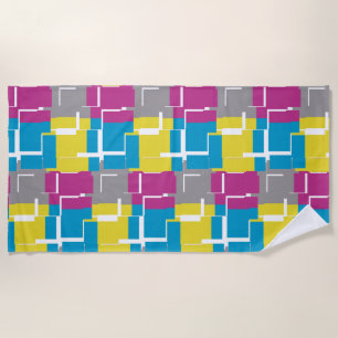 COOL Purple Blue Yellow Grey Pattern Beach Towel