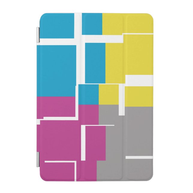 COOL Purple Blue Yellow Grey Pattern iPad Mini Cover (Front)