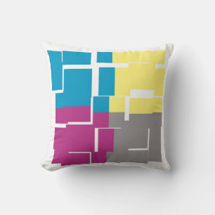 COOL Purple Blue Yellow Grey Pattern Throw Pillow